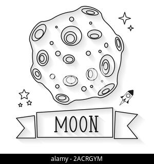 Moon in flat design style. Vector illustration Stock Vector