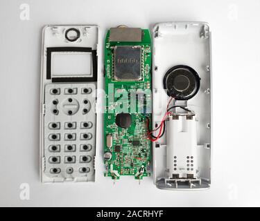 Inside a telephone handset Stock Photo