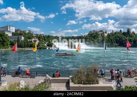 Rhine Falls with Laufen Castle, Neuhausen am Rheinfall, Canton Schaffhausen, Switzerland, Europe Stock Photo