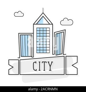 Illustration Of Building And City, City Scene Illustration On White Background. Vector Illustration Suitable For Greeting Card, Poster Or T-shirt Stock Vector