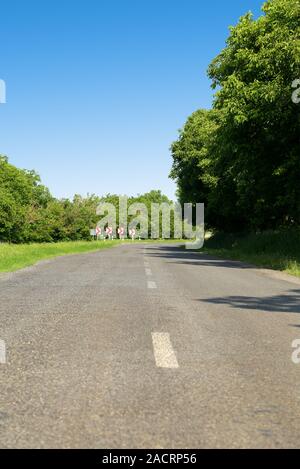 Signal turn right on country road Stock Photo