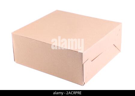 Closed shipping cardboard box isolated on white Stock Photo