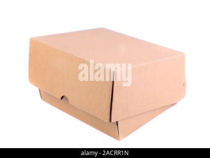 Shoes box is located on the white background Stock Photo