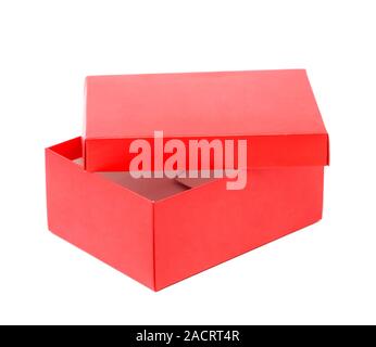 Opend red shoe box isolated on a white background Stock Photo