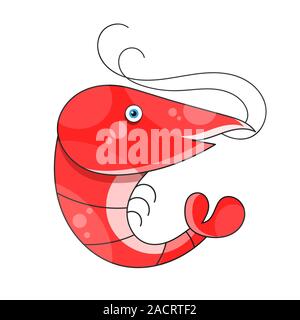 Shrimp Seafood. Isolated Shrimp On White Background. Logo. Prawns. Eps 10. Vector Stock Vector