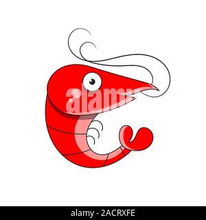 Shrimp Seafood. Isolated Shrimp On White Background. Logo. Prawns. Eps 10. Vector Stock Vector