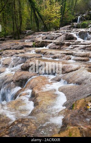 La Seille river in Baume-les-Messieurs, Jura (39), Bourgogne-Franche-Comte region, France Stock Photo