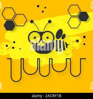 Bee Logo Design Vector Template Linear Style. Outline Icon.creative Hard Work Hive Logotype Stock Vector