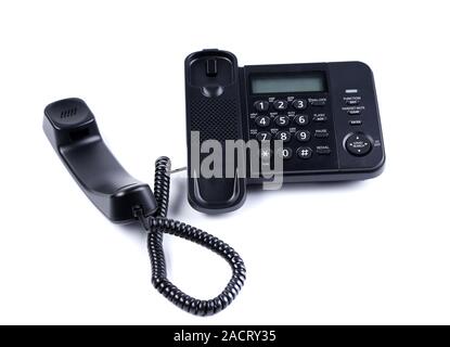 Black Office Phone isolated on white background Stock Photo