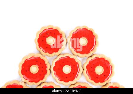 Five rings of strawberry biscuits. Stock Photo