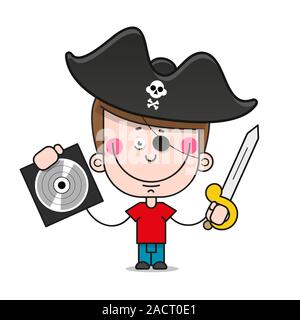 Pirate CD Illustration On White Background Vector Suitable For Greeting Card, Poster Or T-shirt Printing. Stock Vector