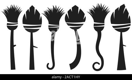 Set Of Broom. Clean Up Or Fly Vector On White Background Vector Suitable For Greeting Card, Poster Or T-shirt Printing. Stock Vector