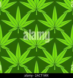 Seamless Pattern With Marijuana Leaves Vector Suitable For Greeting Card, Poster Or T-shirt Printing. Stock Vector