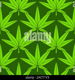 Seamless Pattern With Marijuana Leaves Vector Suitable For Greeting Card, Poster Or T-shirt Printing. Stock Vector