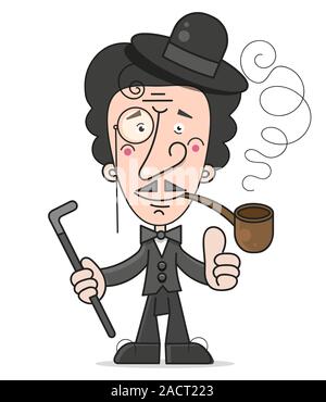 Gentlemen Fashion In Cartoon Style. Vintage Clothing Vintage Men Fashion Accessories. Vector Suitable For Greeting Card, Poster Or T-shirt Printing. Stock Vector