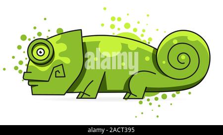 Chameleon On A Branch , Vector Illustration. Suitable For Greeting Card, Poster Or T-shirt Printing. Stock Vector