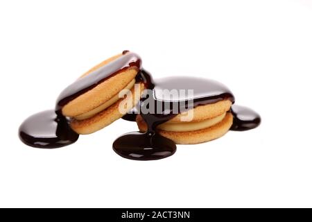 Stream chocolate and biscuit sandwich. Stock Photo