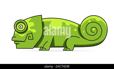 Chameleon On A Branch , Vector Illustration. Suitable For Greeting Card, Poster Or T-shirt Printing. Stock Vector