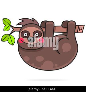 Cute Hand Drawn Sloths, Vector Suitable For Greeting Card, Poster Or T-shirt Printing. Stock Vector