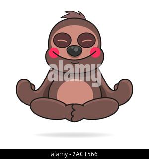 Cute Hand Drawn Sloths, Vector Suitable For Greeting Card, Poster Or T-shirt Printing. Stock Vector