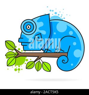 Chameleon On A Branch , Vector Illustration. Suitable For Greeting Card, Poster Or T-shirt Printing. Stock Vector