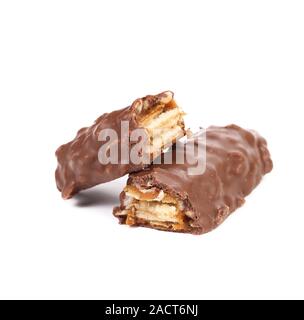 Broken chocolate bars with filling. Stock Photo