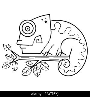 Chameleon On A Branch , Vector Illustration. Suitable For Greeting Card, Poster Or T-shirt Printing. Stock Vector