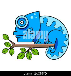 Chameleon On A Branch , Vector Illustration. Suitable For Greeting Card, Poster Or T-shirt Printing. Stock Vector