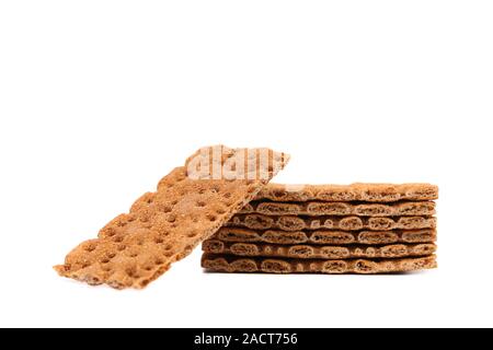 Stack of whole grain crisp bread. Stock Photo