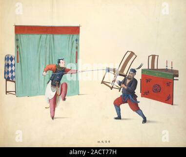 The marriage of Chou Ch'ing - scene from Chinese classical drama.watercolour 1800 - 1805 China/Canton style. Originally published in 1800-1805. Stock Photo