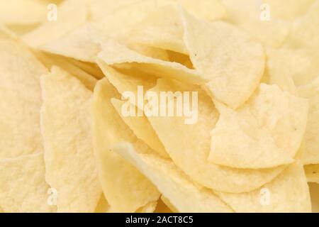Background of potato chips. Close up. Stock Photo