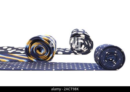 bright rolled ties isolated on white Stock Photo