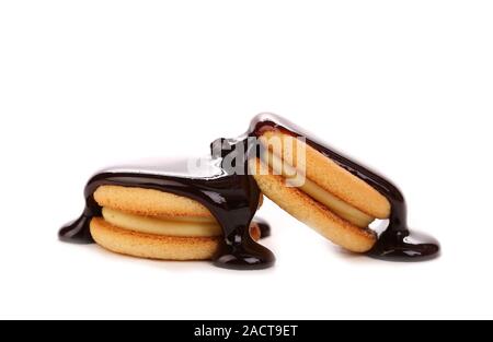 Stream chocolate and biscuit sandwich. Stock Photo