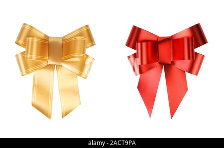 Gold and red bows. Stock Photo