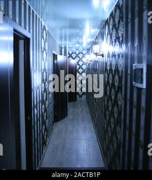 Modern hallway with street lamps Stock Photo
