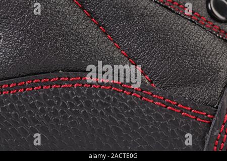 Background of leather stitches detail. Stock Photo