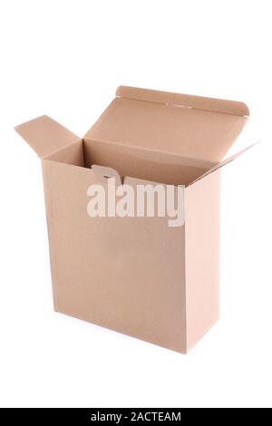 Opened empty cardboard box. Stock Photo