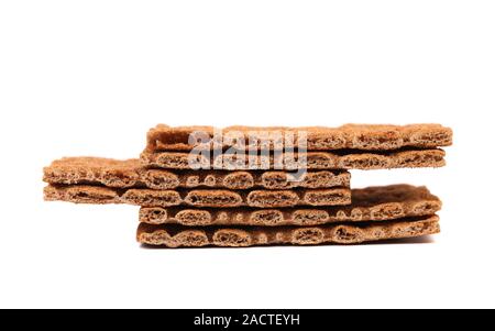 Stack of whole grain crisp bread. Stock Photo