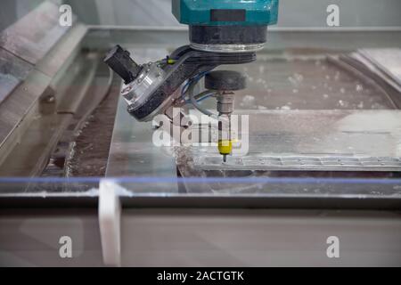 Modern industry CNC Abrasive water jet cutting machine Stock Photo