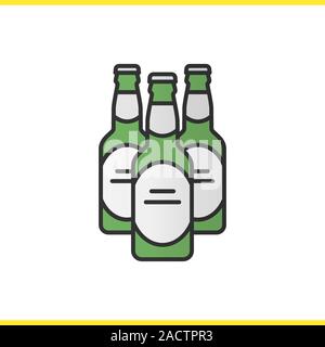 Beer bottles color icon. Isolated vector illustration Stock Vector