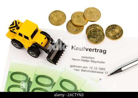 Purchase contract for new excavator Stock Photo