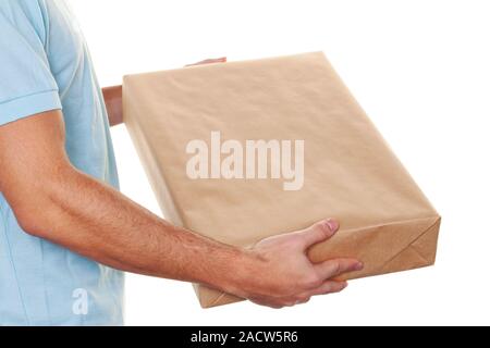 Messenger of messenger service delivers parcel post