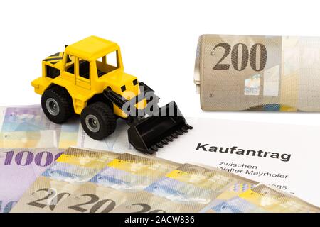 Purchase contract for new excavator Stock Photo