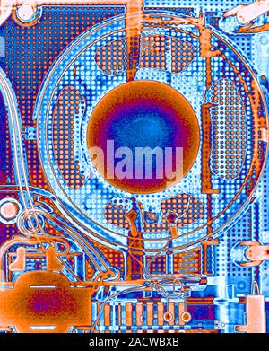 Radio speaker, coloured X-ray. Stock Photo
