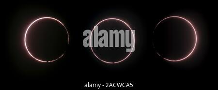Annular solar eclipse. Composite sequence showing the moments before, during and after an annular solar eclipse. Solar eclipses occur when the Moon pa Stock Photo
