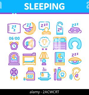 Sleeping Time Devices Collection Icons Set Vector Stock Vector