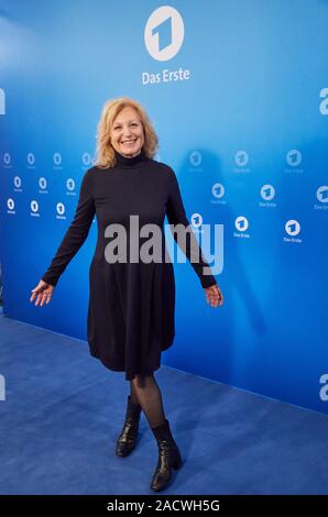 Hamburg, Germany. 03rd Dec, 2019. Maren Kroymann, actress, stands in front of a logo wall at a photo shoot on the occasion of the ARD annual press conference. Credit: Georg Wendt/dpa/Alamy Live News Stock Photo