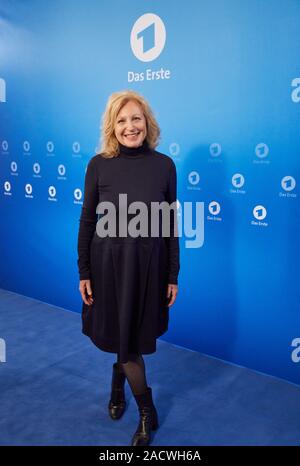 Hamburg, Germany. 03rd Dec, 2019. Maren Kroymann, actress, stands in front of a logo wall at a photo shoot on the occasion of the ARD annual press conference. Credit: Georg Wendt/dpa/Alamy Live News Stock Photo