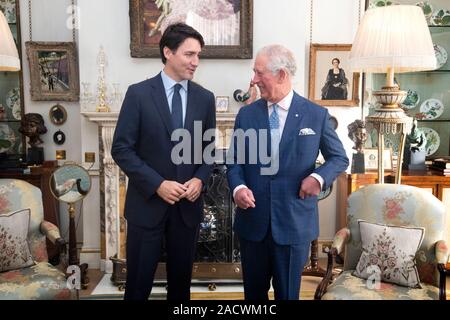 The Prince of Wales meets Canadian Prime Minister Justin Trudeau at Clarence House, central London, as NATO leaders gather to mark 70 years of the alliance. PA Photo. Picture date: Tuesday December 3, 2019. Photo credit should read: Victoria Jones/PA Wire Stock Photo