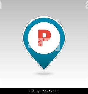 Parking pin map icon. Map pointer. Map markers. Destination vector icon. GPS location symbol. Mapping pins icon EPS 10 vector file has transparency Stock Vector
